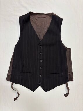 Men's Black Pinstripe Vest - Classic Formal Waistcoat